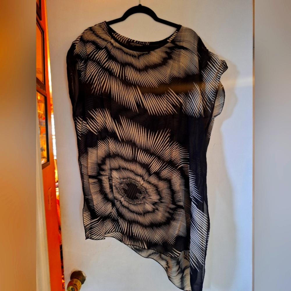 Carol Turner black and white sheer shirt